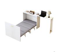 Lit rabattable avec bureau rotatif et matelas, meuble multifonction pour petites pièces et espaces invités
