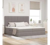Lit Rangement métal LED Moderne 200x200 cm Taupe | Lit avec Rangement et LED RGB Taupe 200x200 cm Polyester Matelas Inclus sommier Métal Hydraulique Tête de Lit