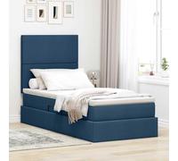 Lit Rangement Moderne LED Bleu 90x200 cm Polyester | Lit avec Rangement et LED RGB 90x200 cm avec Matelas et Tete de Lit Bleu Polyester MDF Metale Economiseur d Espace pour
