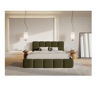 Lit rembourré 120x200 - Cloudy - Bouclé Vert olive
