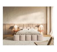 Lit rembourré 120x200 - CLOUDY LOW - Velours Beige
