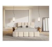 Lit rembourré 120x200 - Cloudy - Velours Beige clair
