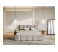 Lit rembourré 120x200 - Cloudy - Velours Gris clair