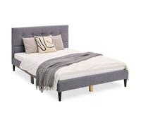 HOMESTYLE4U Lit double rembourré - Gris 140x200 cm