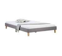 Lit rembourré 160 x 200 cm gris - Lit futon moderne avec sommier à lattes | Lit double minimaliste en tissu