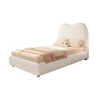 Lit rembourré 90/200 cm beige en bou vec coffre hydraulique