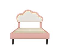 Lit Rembourré 90 X 200 Cm Avec Tête De Lit Réglable,led,lit Simple Pour Fille En Cuir,pu,rose