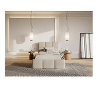 Lit rembourré 90x200 - CLOUDY - avec coffre - Bouclé Beige clair