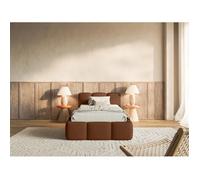 Lit rembourré 90x200 - CLOUDY LOW - Chenille Cuivre
