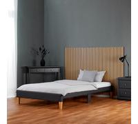 Lit Rembourré 90x200 Sommier à Lattes Cadre de Lit Futon Simple Gris Homestyle4u