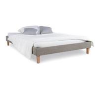 Lit rembourré avec matelas 140x200 Sommier à lattes Beige G
