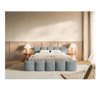 Lit rembourré - Cloudy Low - 160x200 cm - gris - avec coffre de rangement - velours hydrophobe