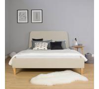 Homestyle4u Lit capitonné - Beige 140x200 cm