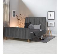 Homestyle4u Lit double capitonné 140x200 cm avec sommier à lattes gris argenté