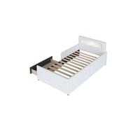 Lit rembourré Lit enfant 90*200 cm, Avec lumière nocturne et connexion de recharge USB,Cuir synthétique, Blanc