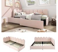 Lit rembourré Lit simple avec tiroirs,Daybett Lit de jour Canapé-lit 90x190cm,Lit de rangement avec sommier à lattes,Lit pour adolescents et adultes,Velours,Rose(Sans matelas)