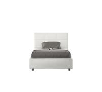 Lit rembourré sans sommier 140x200 similicuir blanc Mika -
