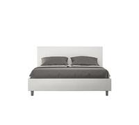 Lit rembourré sans sommier 160x190 similicuir blanc Adele -
