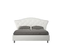 Lit rembourré sans sommier 160x190 similicuir blanc Langre -