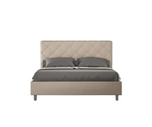 Lit rembourré sans sommier 160x190 similicuir taupe Priya -