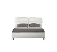 Lit rembourré sans sommier 160x200 similicuir blanc Nandy -