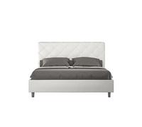 Lit rembourré sans sommier 160x200 similicuir blanc Priya -