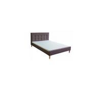 Homestyle4u Lit Rembourré Tissu Brun 140x200 cm