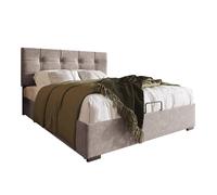Lit rembourré velours 90×200 cm avec coffre hydraulique, tête de lit réglable, coloris gris clair