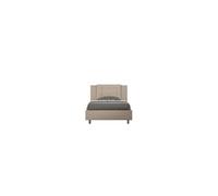 Lit design 120x190 cm avec tête de lit coussin matelassé simili cuir beige Andry Avec sommier et sans coffre