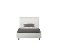 Lit rembourrée coffre 120x190 similicuir blanc Priya -