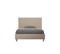 Lit rembourrée coffre 120x190 similicuir taupe Agueda -