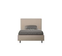 Lit rembourrée coffre 120x190 similicuir taupe Focus -