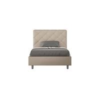 Lit rembourrée coffre 120x190 similicuir taupe Priya -