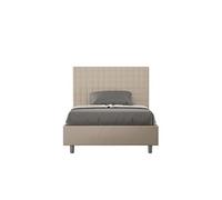 Lit rembourrée coffre 120x200 similicuir taupe Sunny -