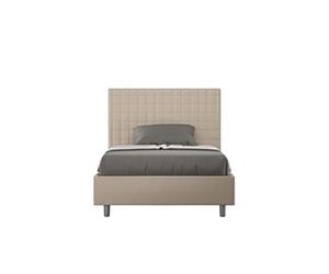 Lit rembourrée coffre 120x200 similicuir taupe Sunny -