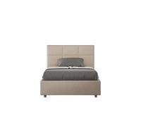 Lit rembourrée coffre 120x210 similicuir taupe Mika -