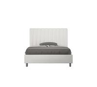 Lit rembourrée coffre 140x190 similicuir blanc Agueda -
