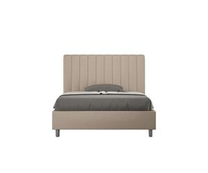Lit rembourrée coffre 140x190 similicuir taupe Agueda -