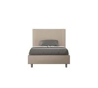 Lit rembourrée coffre 140x190 similicuir taupe Goya -