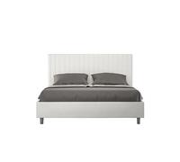 Lit rembourrée coffre 160x190 similicuir blanc Sunny -