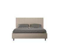 Lit rembourrée coffre 160x190 similicuir taupe Sunny -
