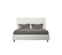 Lit rembourrée coffre 160x210 similicuir blanc Agueda -