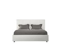 Lit rembourrée coffre 160x210 similicuir blanc Mika -