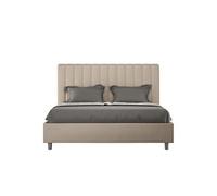 Lit rembourrée coffre 160x210 similicuir taupe Agueda -