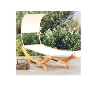 vidaXL Bain de soleil avec toit 100x200x126 cm Bois courbé massif Crème