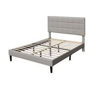 Lit riley pour matelas 140x200 - Sommier Tte de Lit Capitonnee Couleur GRIS Pieds en 16 cm pour matelas - 2 x