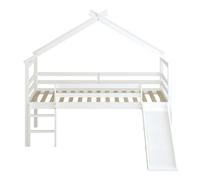Sunny River Lit Cabane Avec Toboggan En Bois, Blanc | Lit Pour Enfant Mi-Haut , Lit Montessori - Sans Matelas - 213 X 186 X 183 Cm | Pour Matelas :