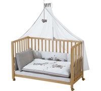 Roba Lit cododo Jumbotwins 60x120 cm complet motif Éléphants Matelas Ciel Parure Bois blanc