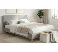 Lit Rome en tissu : Gris clair / 200 x 200 cm / Avec matelas