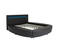 Lit rond 180 x 200 cm - Avec LEDs - Simili - Noir - ABULIS III